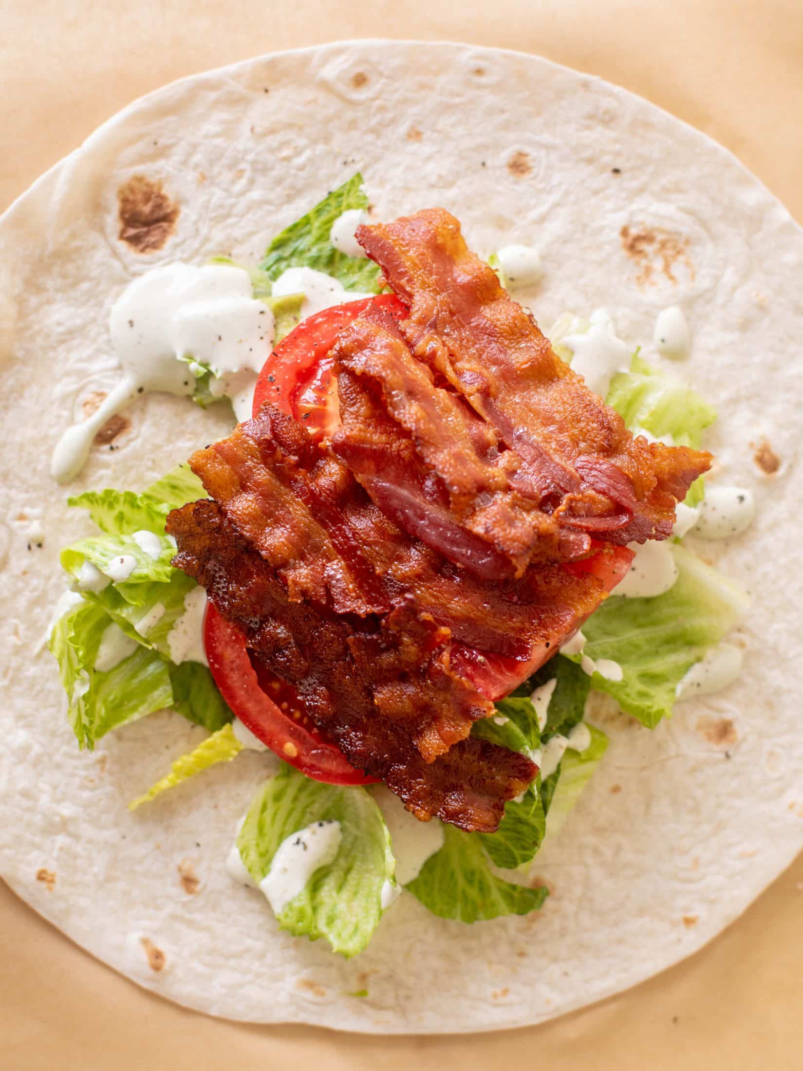 BLT wraps with jalapeno ranch