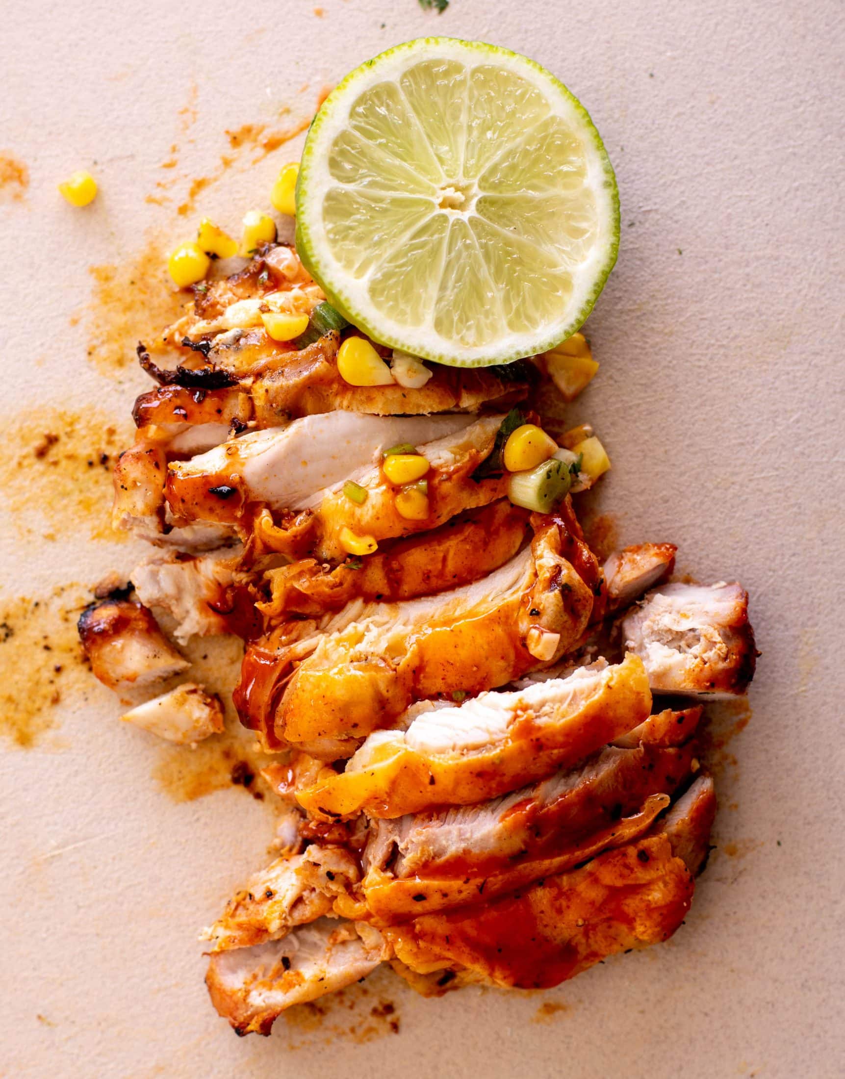 grilled buffalo chicken with corn salad