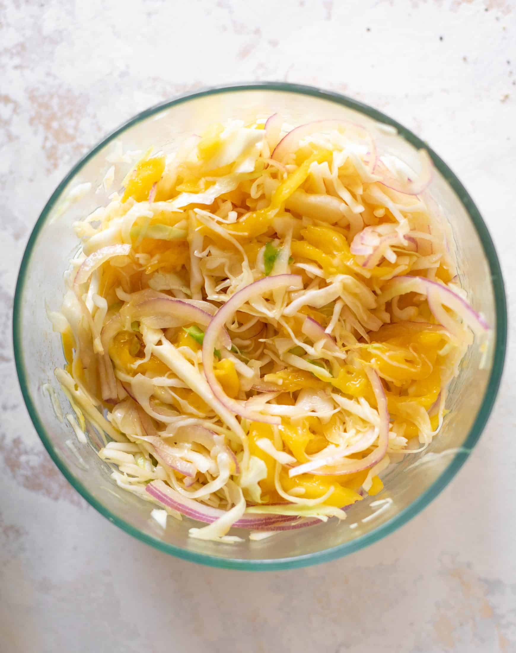 chili lime salmon bites with mango slaw