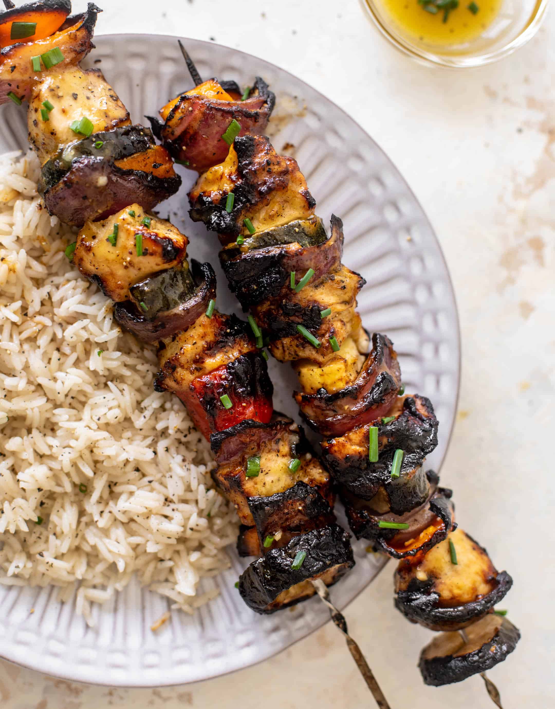 grilled honey mustard chicken skewers