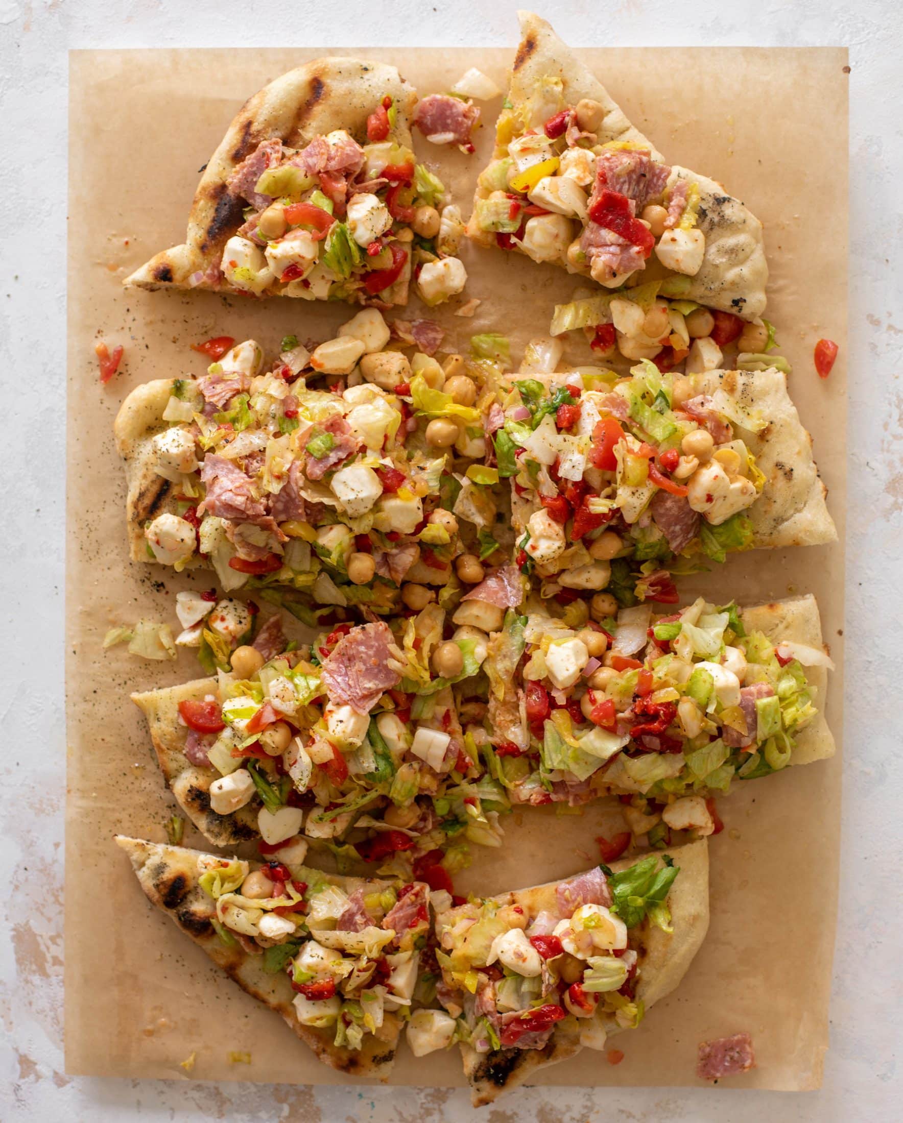 sourdough pizza with italian chopped salad