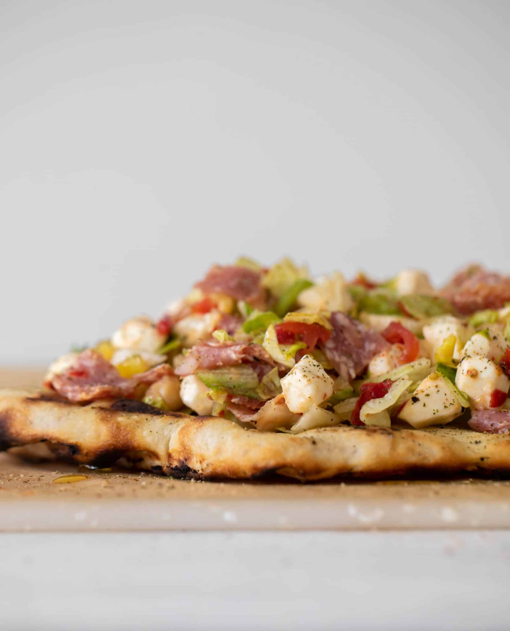 sourdough pizza with italian chopped salad