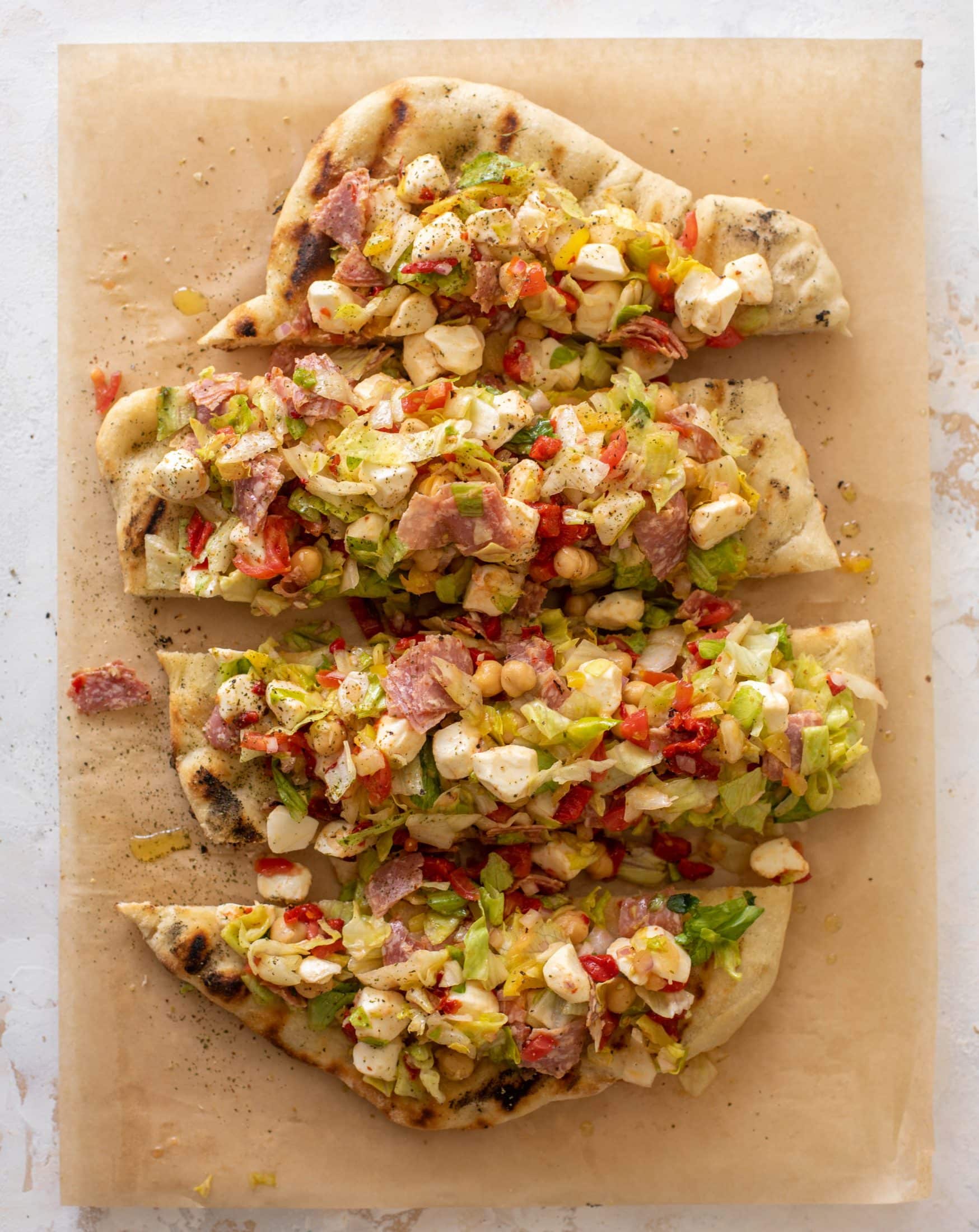 sourdough pizza with italian chopped salad